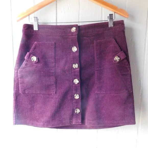 💕Corduroy Plum Mini Skirt - Picture 1 of 7